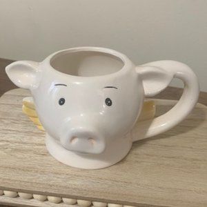 Exclusive Pier One Imports Hand-Painted Dolomite Flying Pig w/Wings Ceramic Mug